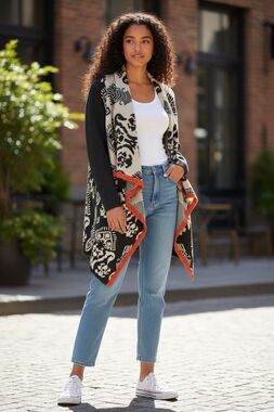 Anthropologie THML Aztec Pattern womens Cardigan Black, Tan, orange boho luxury